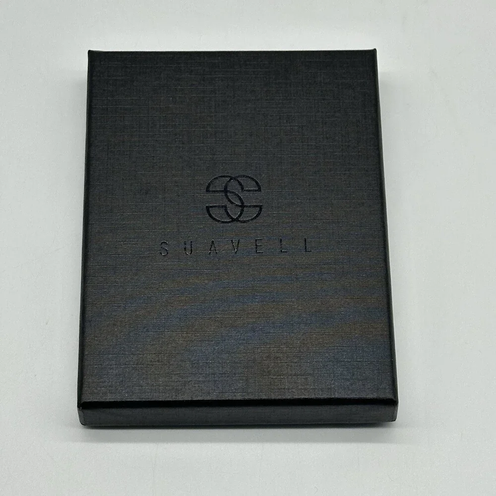Suavell Ocean Stone Pilot Leather Slim Bi-Fold Wallet for Men RFID Money Clip